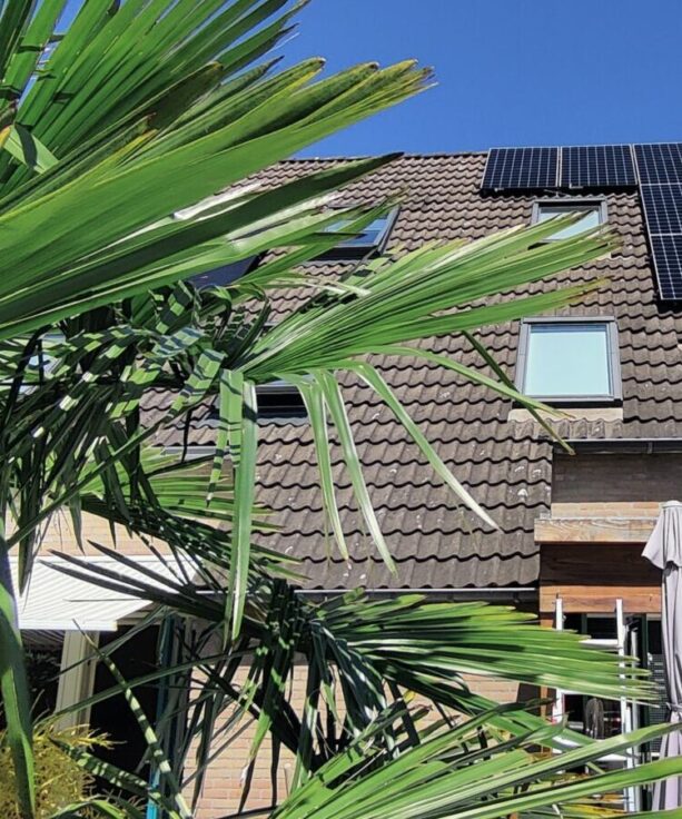 zonnepanelen op een zonnig dak
